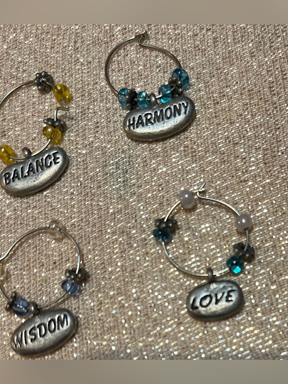 Handcrafted Wine Glass Charms Inspirational Words Silver Tone Pewter Pendents 4 - Picture 5 of 6